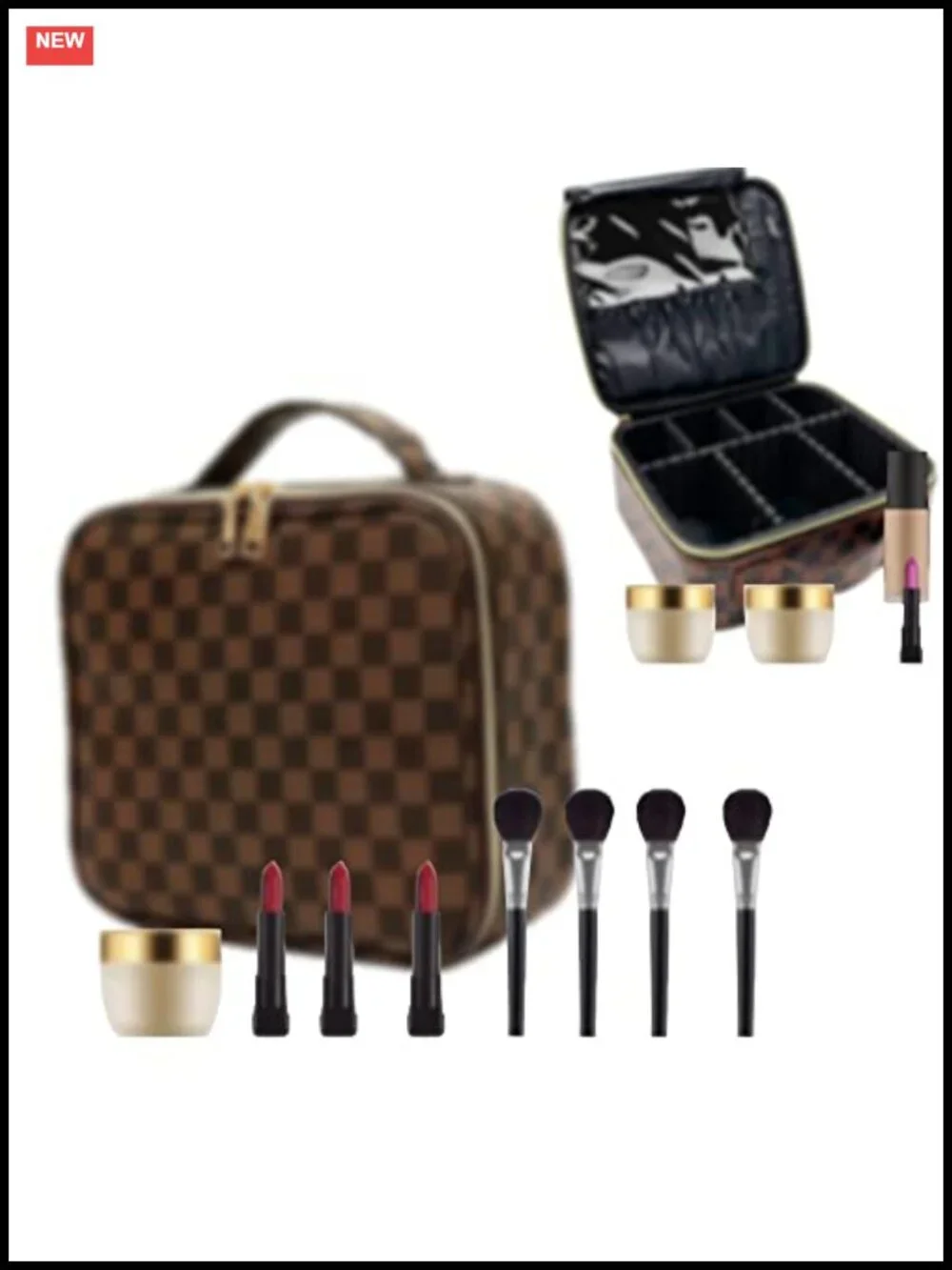Waterproof PU Leather Cosmetic Bag with Adjustable Partition Travel Toiletry